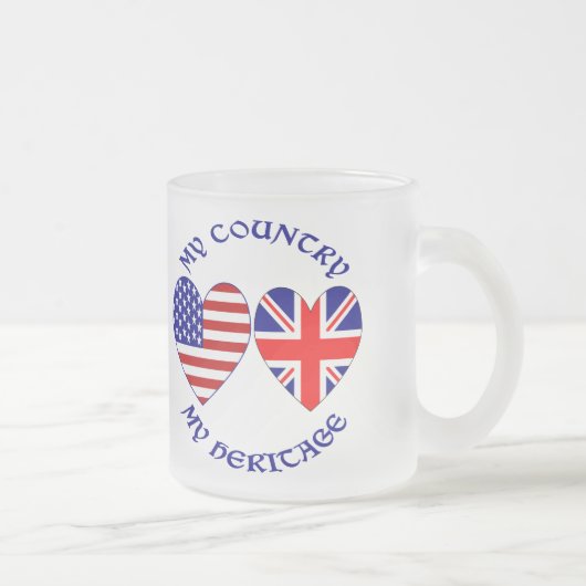 英国の米国ハートが私の国にフラグ私の伝統 フロストグラスマグカップ (右)