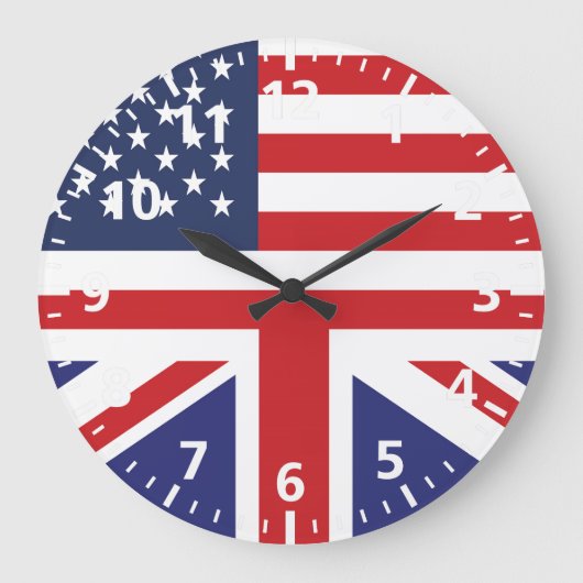 英国の米国旗2 ラージ壁時計 (正面)