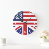 英国の米国旗2 ラージ壁時計 (ホーム)