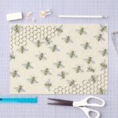 英国の紋章蜂と黄色のハニカム 薄葉紙 (クラフト)