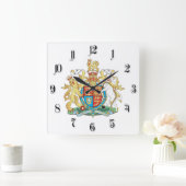 英国の紋章 スクエア壁時計 (ホーム)