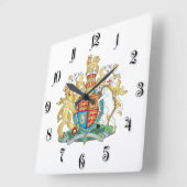 英国の紋章 スクエア壁時計 (傾斜)