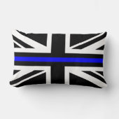 英国の細いブルーラインユニオンジャック国旗 ランバークッション (正面)