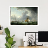 英国の船ランニング船が暴風雨に向かう ポスター (ホームオフィス)