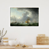 英国の船ランニング船が暴風雨に向かう ポスター (キッチン)