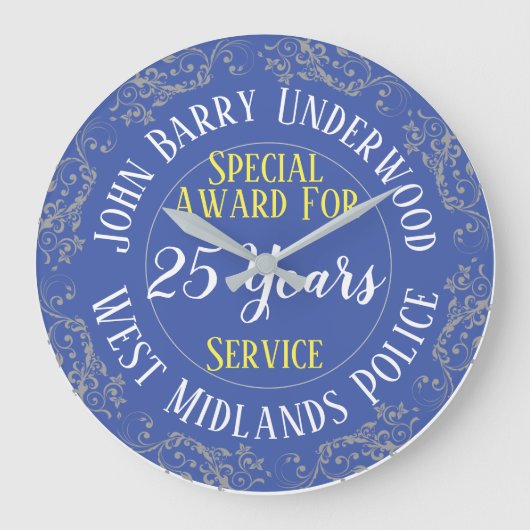 英国の警察ロング・サービス賞を務める年 ラージ壁時計 (正面)