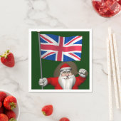 英国の連合国旗を持つサンタクロース スタンダードカクテルナプキン (インサイチュ)