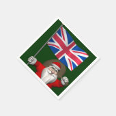 英国の連合国旗を持つサンタクロース スタンダードカクテルナプキン (角)