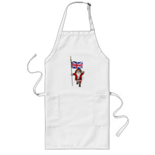 英国の連合国旗を持つサンタクロース ロングエプロン