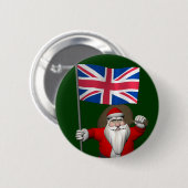 英国の連合国旗を持つサンタクロース 缶バッジ (正面&裏面)