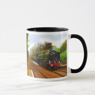 英国の鉄道スチームトレインでトラインスポッタアート マグカップ