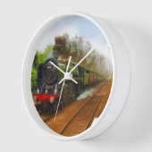 英国の鉄道スチームトレインでトラインスポッタアート 壁時計 (傾斜)