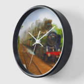 英国の鉄道スチームトレインでトラインスポッタアート 壁時計 (傾斜)