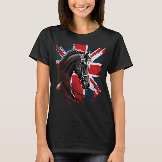 英国の馬オン素晴らしイギリス馬 Tシャツ (正面)