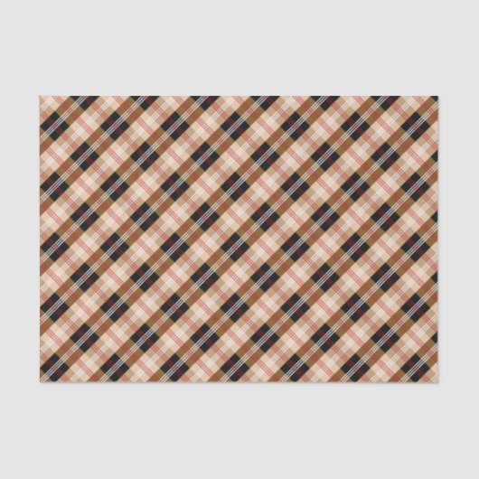 英国の黒とタンの格子柄 薄葉紙 (正面)
