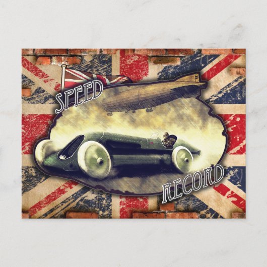 英国の1900年レースカー機 ポストカード (正面)