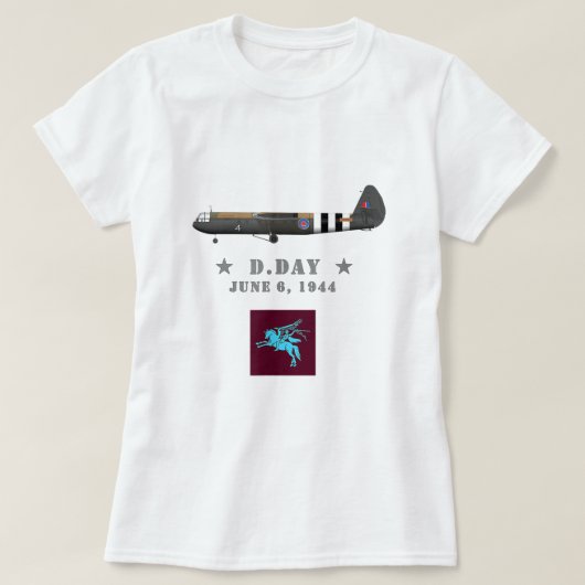 英国の6th空中ホルサ第2次世界大戦Dデイパラシュート366 Tシャツ (デザイン正面)