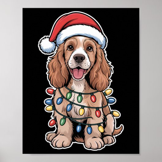 英国のErスパニエル犬包まれたインクリスマスライト ポスター (正面)