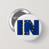 英国のIn/Out EU国民投票。ヨーロッパのユニットとIN 缶バッジ (正面&裏面)