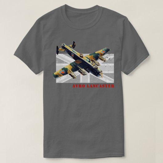 英国のRAFアヴロランカスター爆撃機第2次世界大戦機 Tシャツ (デザイン正面)