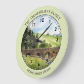 英国のRiver Aiken Lake District上のスカウギル橋 ラージ壁時計 (傾斜)