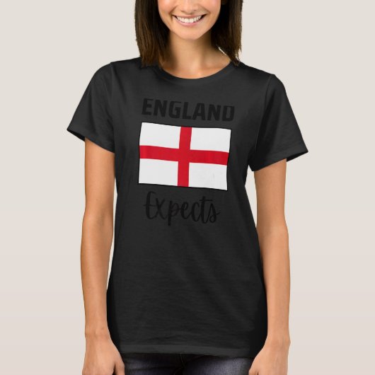 英国はサッカーのサポーター男性の女性の子供を期待 Tシャツ (正面)