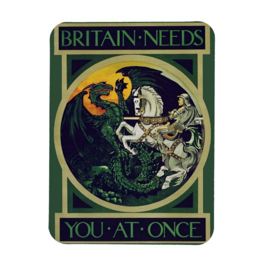 英国は今あなたを必要としている - 聖ゲオルギウス ヴィンテージアート マグネット (縦)