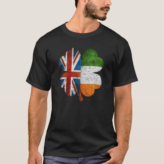 英国アイリッシュシャムロ統一されたック国国旗 Tシャツ (正面)