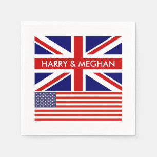 英国アメリカ英国連合ジャック結婚国旗 スタンダードカクテルナプキン