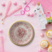 英国アンティーク花柄 セラミック風ビンテージ ペーパープレート (パーティー)