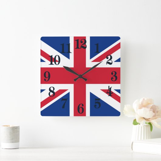 英国イギリス王室のユニオン国旗 スクエア壁時計 (ホーム)