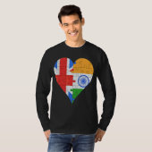 英国インディアン国旗ハート Tシャツ (正面フル)