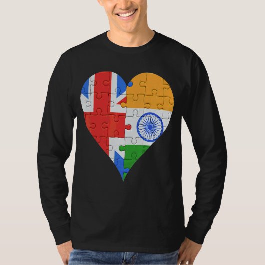 英国インディアン国旗ハート Tシャツ (正面)