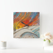 英国ウィンターズデイクリスマス スクエア壁時計 (ホーム)