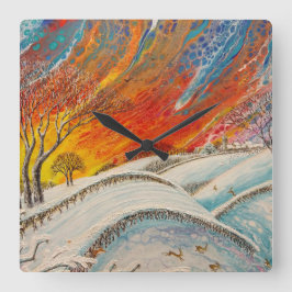 英国ウィンターズデイクリスマス スクエア壁時計