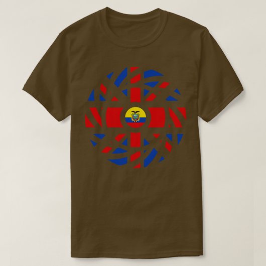 英国エクアドル多国籍愛国国旗 Tシャツ (デザイン正面)