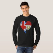 英国エジプト国旗のハート Tシャツ (正面フル)