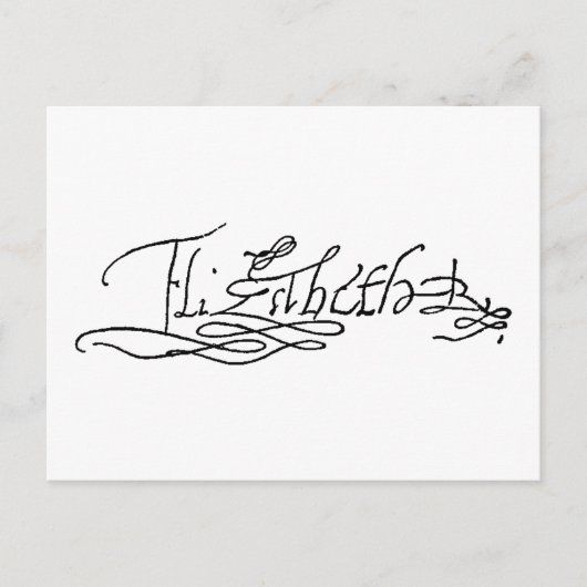 英国エリザベス女王のサイン ポストカード (正面)