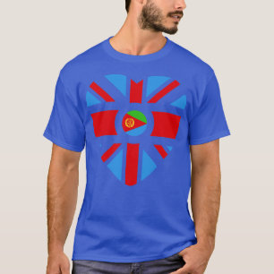 英国エリトリア多国籍愛国国旗のハート Tシャツ