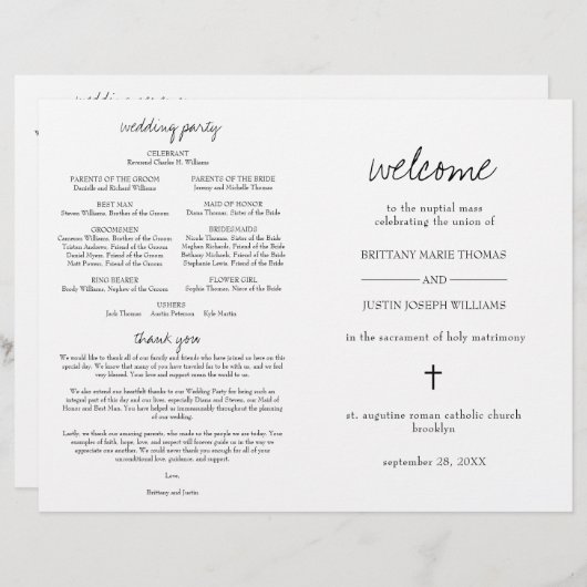 英国カソリッ結婚クの式とマスプログラム (正面/裏面)