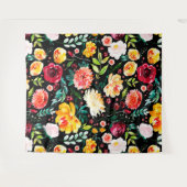 英国カラフルの庭の水彩花のパターン タペストリー (正面(横))