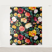 英国カラフルの庭の水彩花のパターン タペストリー (正面)