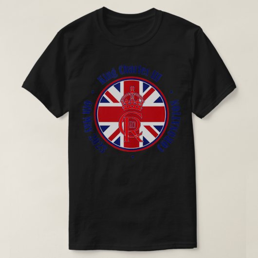 英国キングIIIチャールズ・メモリアビリア・キングスコロナト Tシャツ (デザイン正面)
