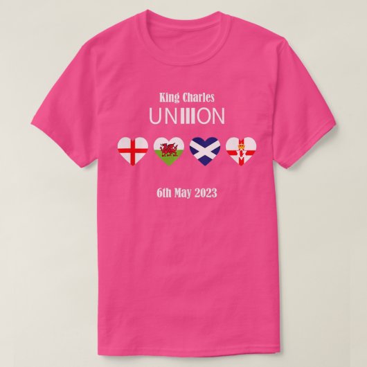 英国キングIIIチャールズ・メモリアビリア・キングスコロナト Tシャツ (デザイン正面)
