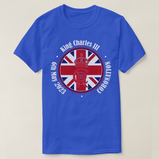 英国キングIIIチャールズ・メモリアビリア・キングスコロナト Tシャツ (デザイン正面)