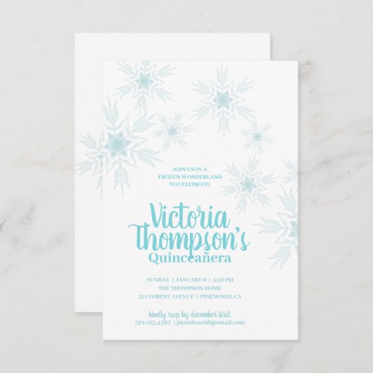 英国キンセニェラ冬のワンダーランド誕生日 招待状 (正面/裏面)