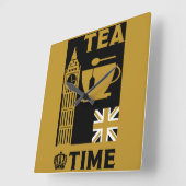 英国クラシック茶の飲み物 スクエア壁時計 (傾斜)