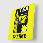 英国クラシック茶の飲み物 スクエア壁時計 (傾斜)