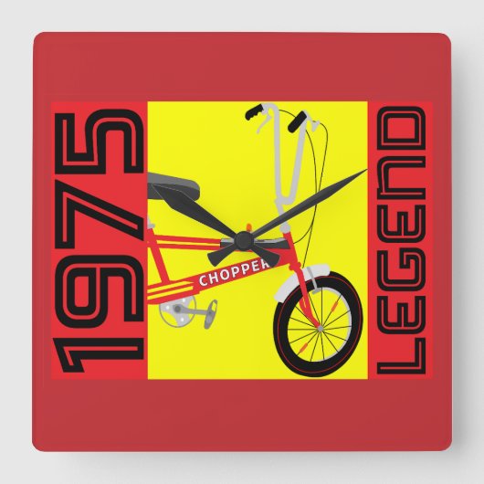 英国クラシック1970年の象徴的自転車 スクエア壁時計 (正面)