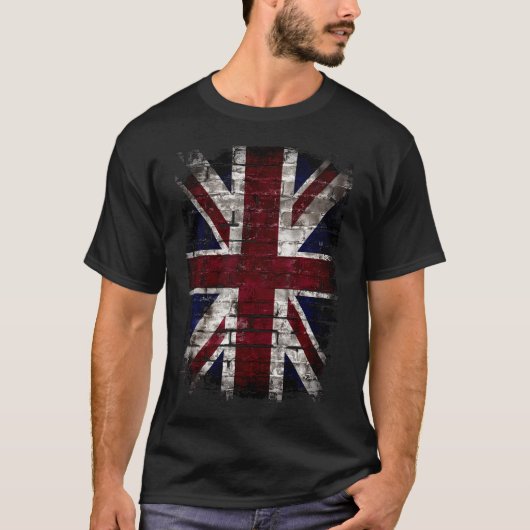 英国グランジ国旗ヴィンテージ遭難パンクスタイル Tシャツ (正面)